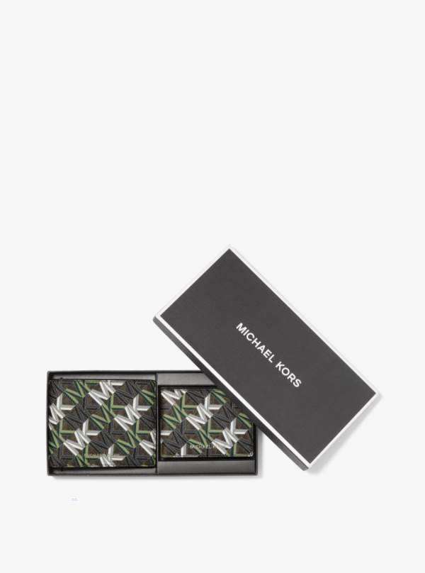 Panske Penazenky Michael Kors Harrison Graphic Logo Billfold With Passcase Olivovo Zelená - Doplnky Michael Kors Outlet | NRUMG-8651